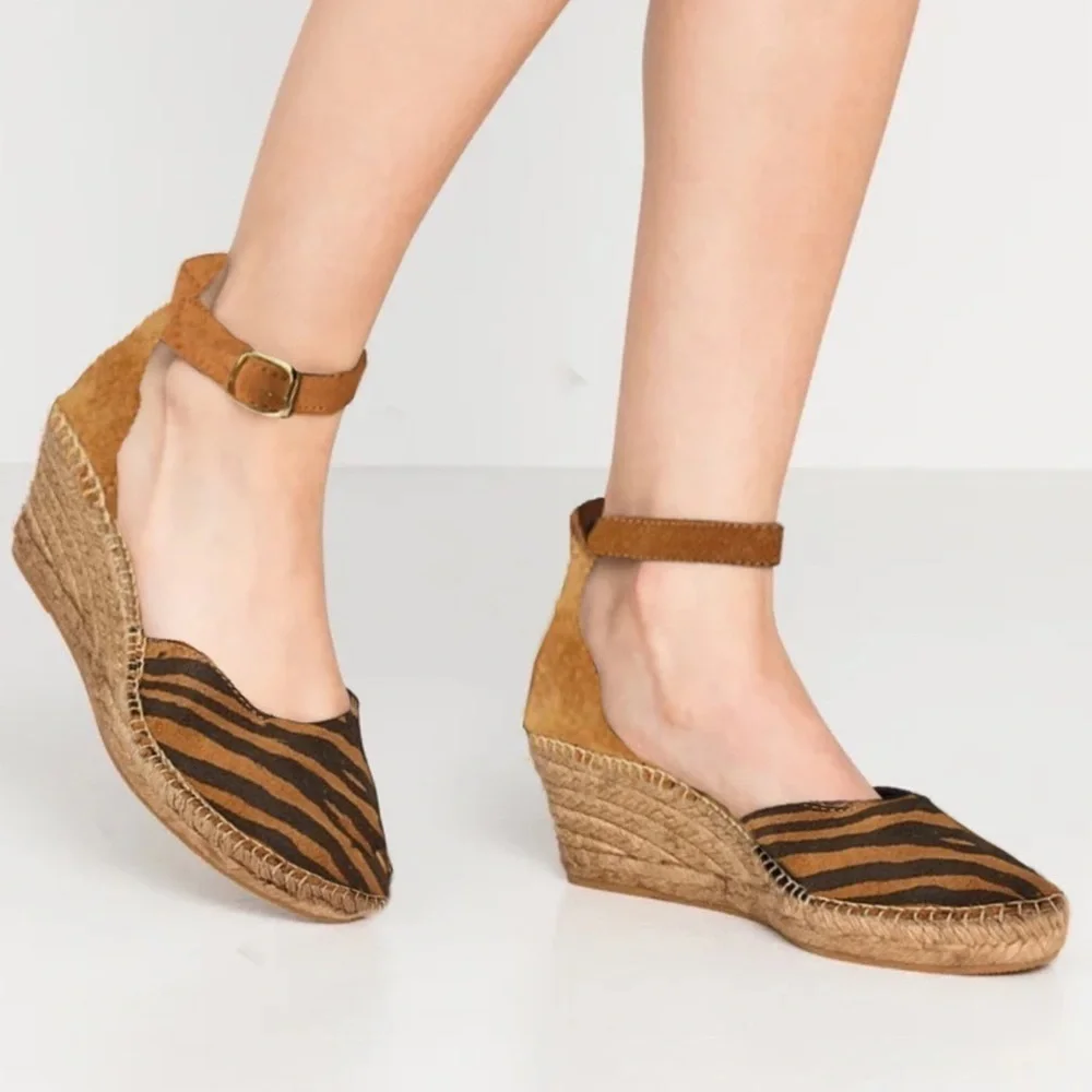 SHOE THE BEAR • Leopard Salome Suede Espadrille Wedges Includes Box